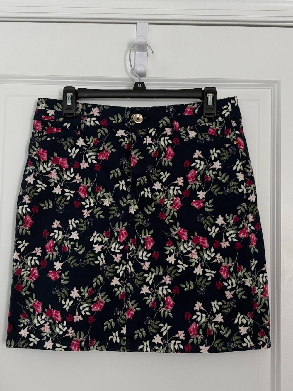 Charter Club Navy Blue Floral Cotton-Blend Stretch Twill or Poplin Skort– Size 8